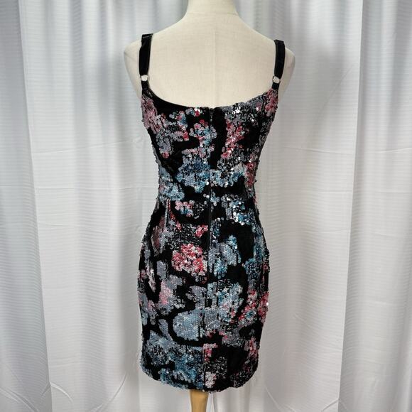 Dress the Population Lindsay Sequin Velvet Mini Dress Size Small Black EUC - Picture 8 of 14